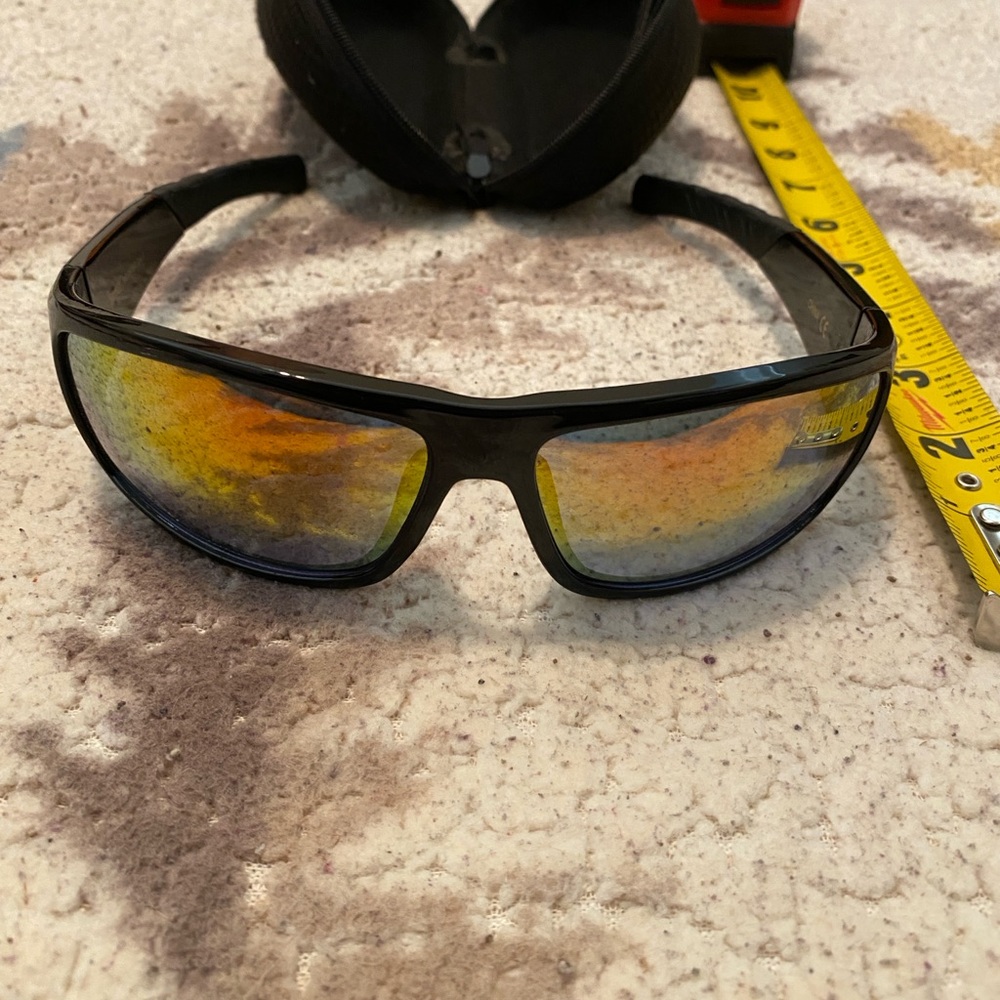 Black Sunglasses with Orange Reflective Lenses